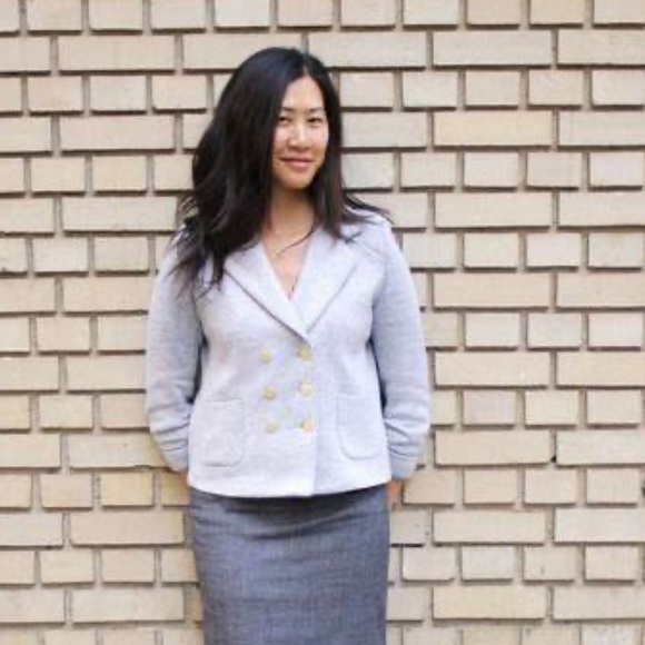 Cartonnier Anthropologie gray wool blend double breasted jacket - Picture 2 of 9